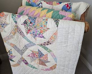 old, hand stitched quilts