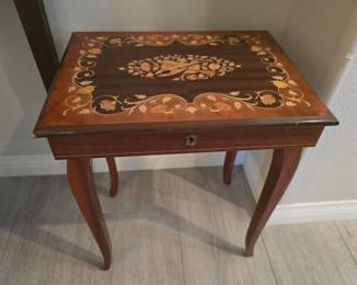 vintage inlaid wood music box
