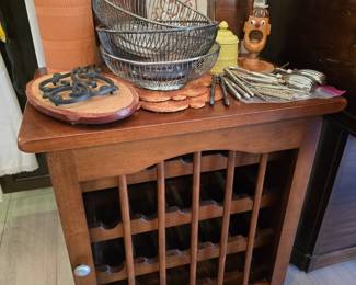 Wood wine rack side table
