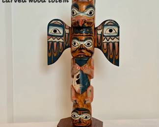 Patrick Seale vintage 9.5" carved wood totem