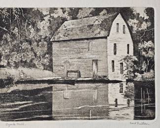 Earl Fuller etching "Ozark Mill"