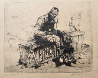 Edwill Fisher etching, signed