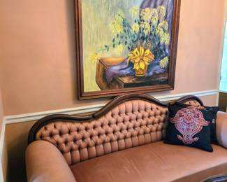 Mahogany Tufted Parlor Sofa