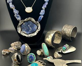 Jewelry: Silver, 925, Mexico 925, Sterling, Turquoise, Labradorite, Lapis Lazuli, Sodalite, White Druzy Quartz, Margaret Sullivan, Ruth Shapiro, Southwest Jewelry, Chunky Jewelry, Statement Necklace 
