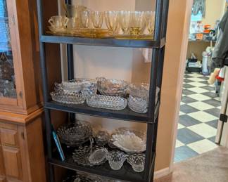 Lots of Fostoria "American" pattern glassware. Most pcs have multiples available