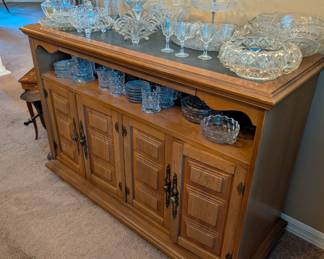 Lots of Fostoria "American" pattern glassware, plus other crystal and glass