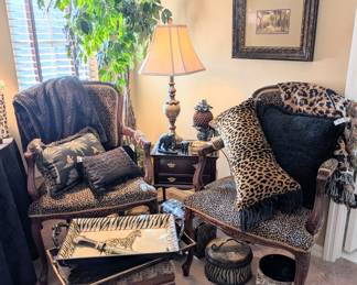 Custom upholstered antique side chairs