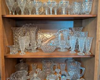Lots of Fostoria "American" pattern glassware. Most pcs have multiples available