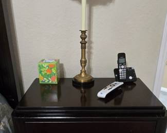 3 Drawer Ebony Nightstand  - Table Lamp