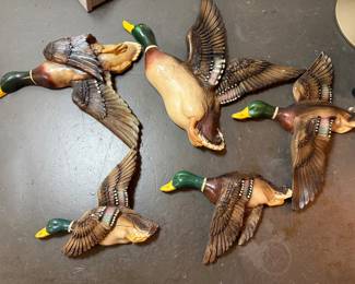 Mid Century Chalkware Devonware Geese, Made in Canada 