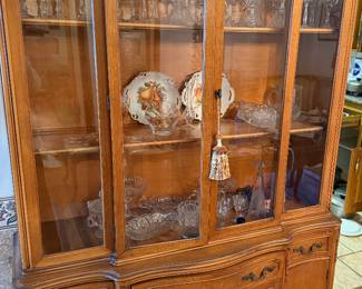 Vintage French Provincial ( Stamped 1949) Carved Display China Cabinet