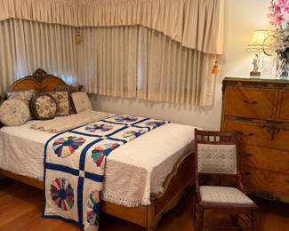 Vintage French Louis XV ( Full Size Headboard 54") Satinwood, Head Board, Foot Board