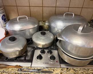 Vintage  Magnalite Wagner Ware, Roasters, Sauce Pans Double Pour