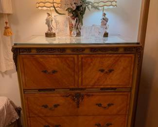 Vintage 1925-1946 French Louis XV High Boy, Satinwood