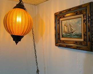 Mid Century Globe Swag Light