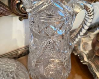 Antique American Brilliant Crystal Sawtooth Pitcher