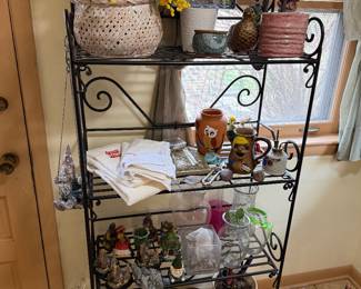 Bakers Rack with Garden Stuff