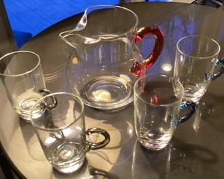 Small pitcher &  four miniature mugs