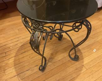 Metal based slate top side table. Two available
