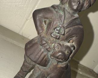 Heavy antique Cast Iron Bank/ Doorstop looks like Buster Brown and his dog