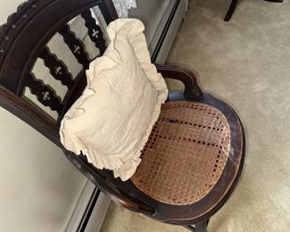 antique rush seated arm chair