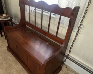 wooden bench with storage space!