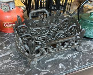 Antique cast iron silverware caddy