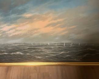 Seascape signed by W. Dubral, c. 1955, sold by Joubert Gallery, Houston, as per writing on  verso 