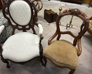 Two nice Victorian parlor chairs 
