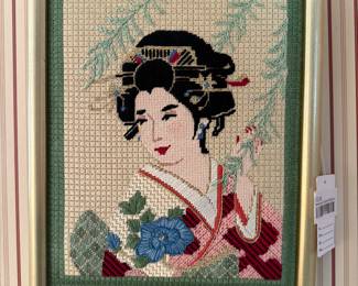 Needlepoint Geisha Wall Art