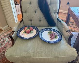Majolica Sculptural Fruit Plates, Armchair