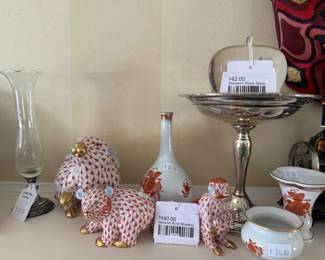 Herend Rust Monkey, Steuben Glass Apple 