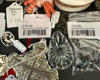 Herend Rust Hermit Crab, Sorrelli Drop Earrings 