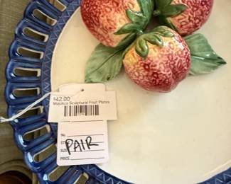 Majolica Sculptural Fruit Plates
