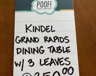 Kindel Grand Rapids Dining Table w/ 3 Leaves
