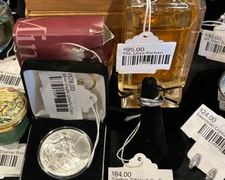 Sterling Tiffany & Co Ring, Silver Eagle Liberty Coin, YSL Libre Parfum