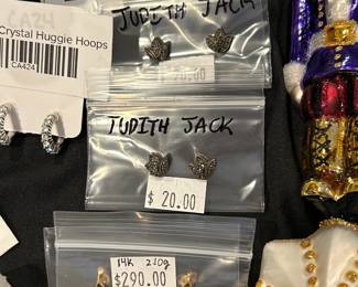 Crystal Huggie Hoops, Judith Jack Earrings