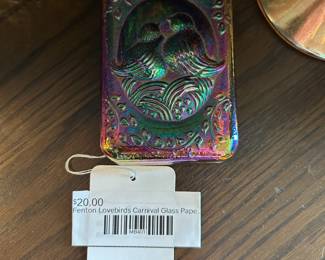 Fenton Lovebirds Carnival Glass Paperweight