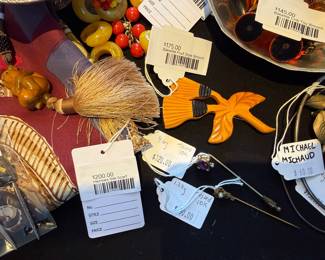 Hermes Silk Scarf, Bakelite Fruit Style Brooch, Bakelite Crib Toy Brooch