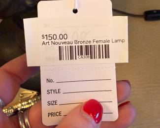 Art Nouveau Bronze Female Lamp 