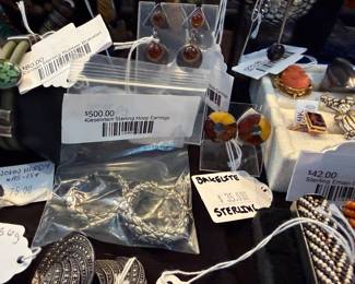 Kieselstein Sterling Hoop Earrings, Cannon Sterling Rubber Bracelet 