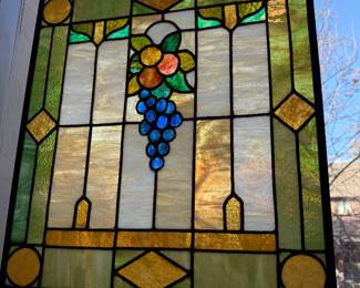 (B) Stained Glass Grapes Panel 