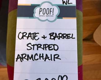 Crate & Barrel Striped Armchair 