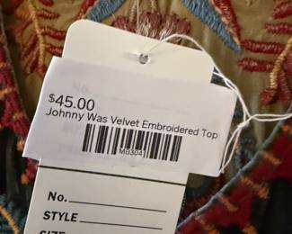 Johnny Was Velvet Embroidered Top