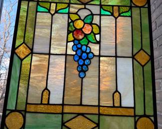 (A) Stained Glass Grapes Panel 