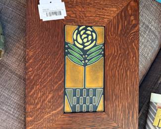 Motawi Checkerpot Rose Tile