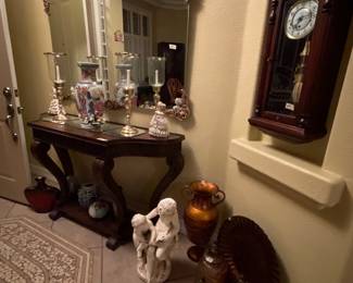 Mirrors, clock, entry table, interior decor