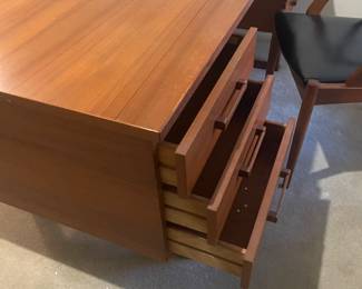 teak desk   lots of drawers  