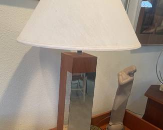 TALL MID CENTURY TEAK LAMP - WORKS GREAT 