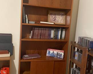 TEAK BOOKCASE W/ SILDER DOORS 